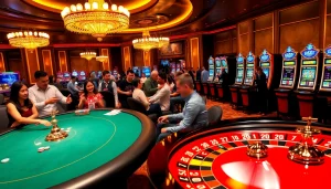 Engaged players enjoying their time with the innovative 789win app at a vibrant casino scene.