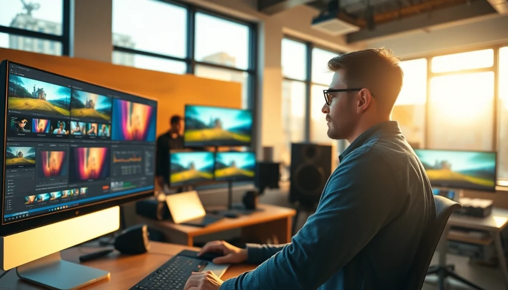 Experience professional video editing services through a creative studio environment with a skilled editor.