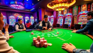 Experience thrilling gameplay at XX88's luxurious casino tables with vibrant chips and poised croupiers.