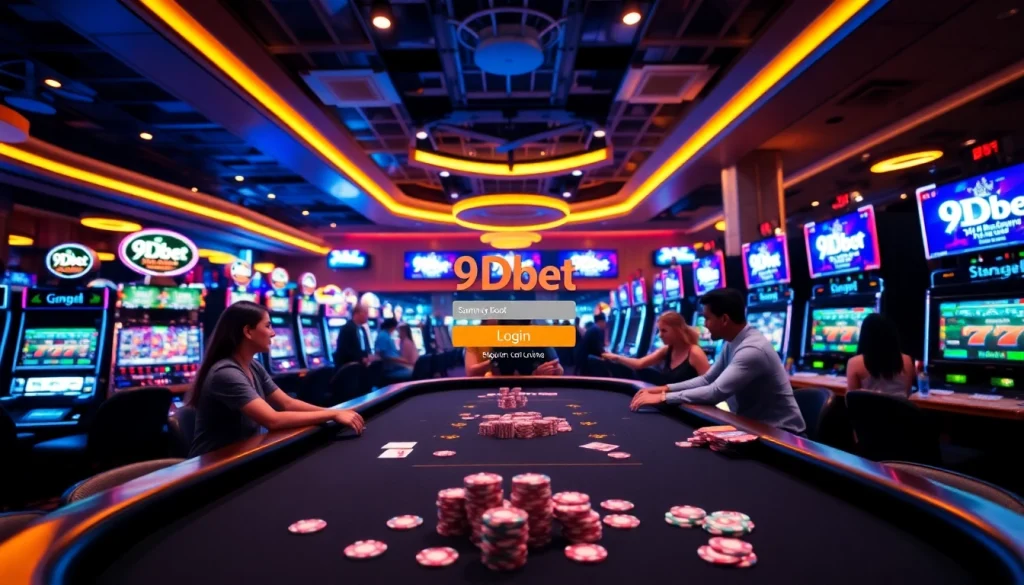 Experience the thrill of gaming at the 9Dbet Login interface with vibrant casino elements.