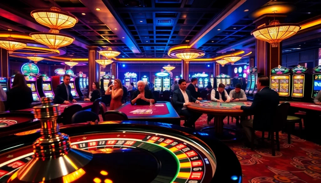 Experience the vibrant gambling atmosphere at 79king with exciting casino tables and players.