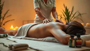 마사지 테라피스트가 고객의 등을 부드럽게 마사지하는 모습