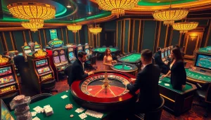 S88vip card players at a luxury casino table, showcasing vibrant gambling atmosphere.