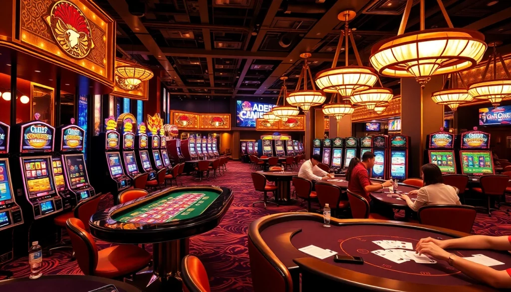 Experience the thrill of 주소모음 in a vibrant casino setting with engaging players and luxurious gaming tables.