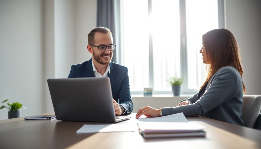 Understand property insurance claims while consulting with a professional in a modern office.