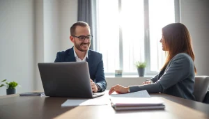 Understand property insurance claims while consulting with a professional in a modern office.