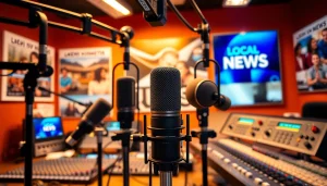 Capture the essence of local broadcasting with hometownstation.com's vibrant radio setup.