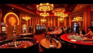Experience the thrilling ambiance of online gambling at https://uu88ae.com/ featuring vibrant casino tables and players immersed in games.