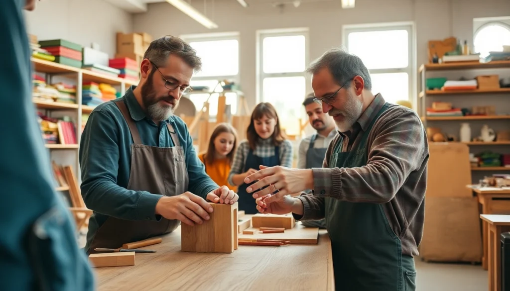 Enthusiastic learners engaging in craft training colorado in a bright, inviting workshop.