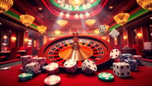 Experience the thrill of gaming at XX88 with vibrant poker chips and a roulette wheel.