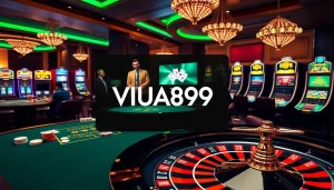 Experience the excitement of VUA99 with luxurious casino visuals showcasing poker, roulette, and gambling action.