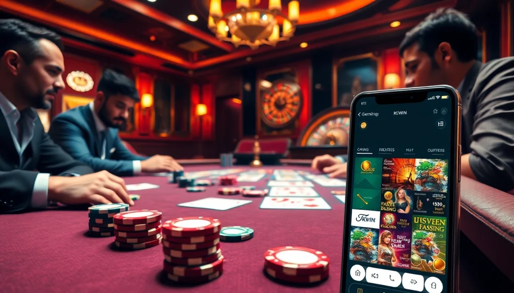 Engage with KKWIN's premier gambling experience featuring exciting poker action and a mobile app interface.