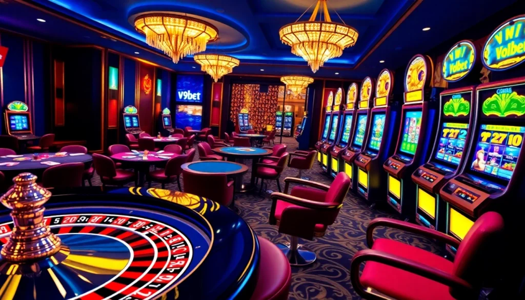 V9bet players engaging with luxurious casino games at a vibrant online interface.