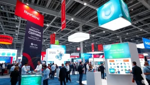 Engaging trade show booth showcasing innovative displays and vibrant visuals for events.