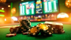 Explore the best online casinos Manitoba featuring vibrant poker chips and lively gaming atmosphere.