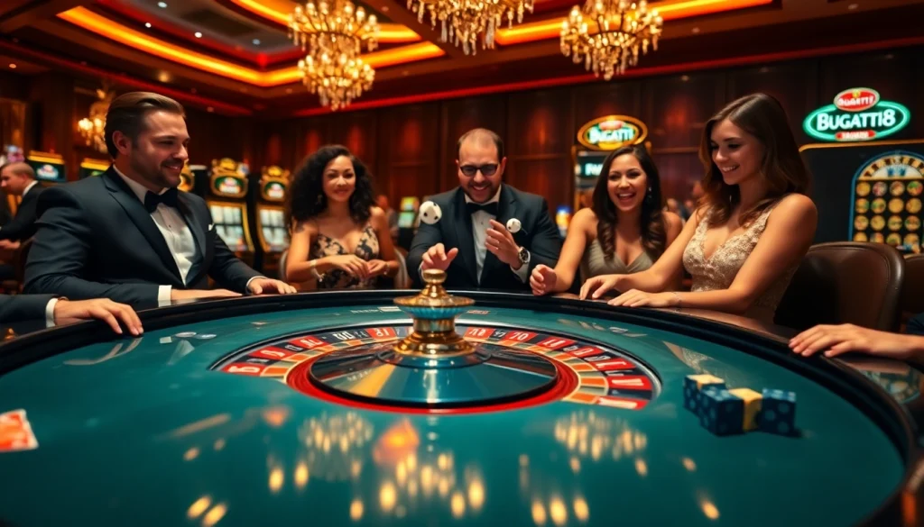 Experience thrilling gameplay at Bugatti8 with luxurious casino ambiance and engaging players.