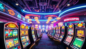 Menampilkan pengalaman bermain zoom188 dengan mesin slot berwarna-warni di kasino digital.