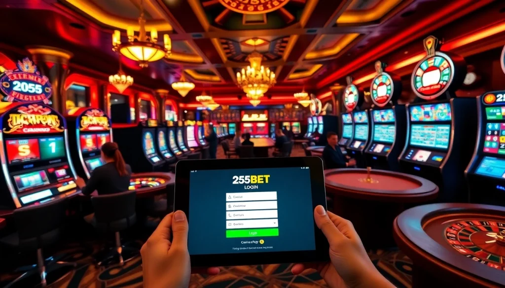 Experience thrilling gambling with 255BET Login at vibrant casino tables and modern devices.