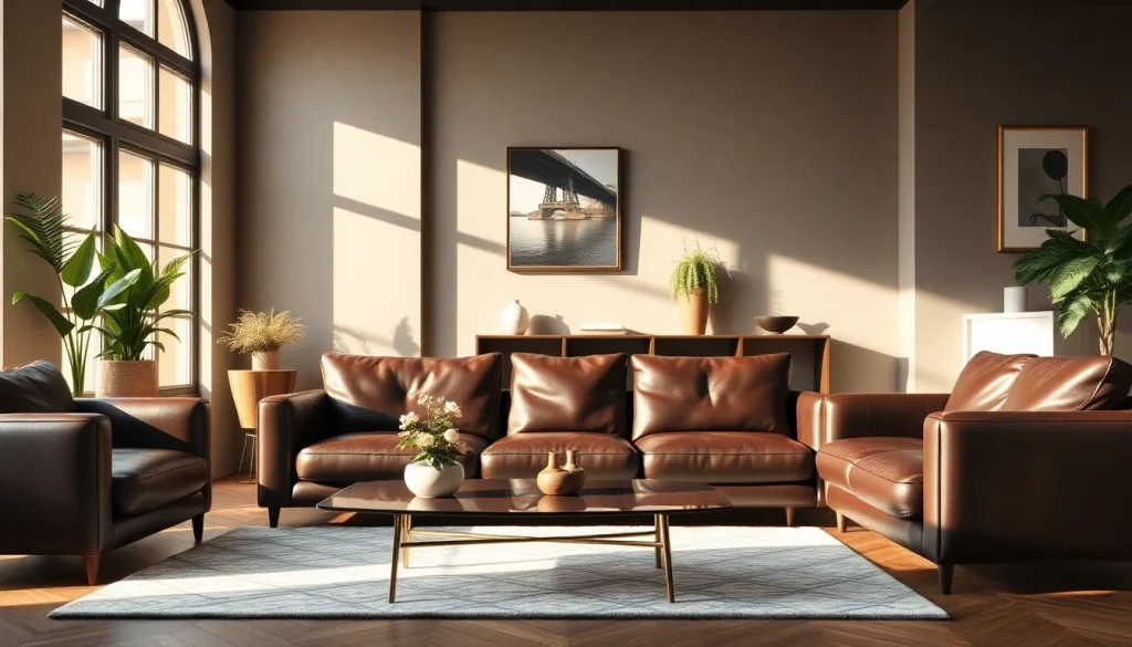 Skai leer interieur in een stijlvolle woonkamer met een elegant sofa als focus.