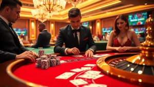 Players engage in high-stakes baccarat at jun888's luxurious casino.