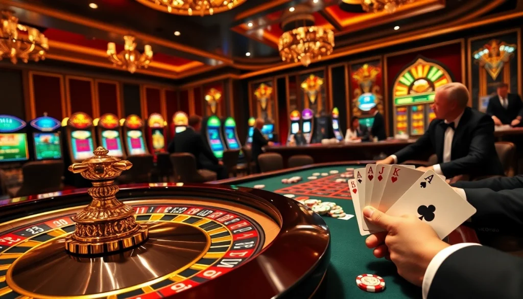 Excited players enjoying a winning moment at a luxurious casino table, featuring 555 win in action.