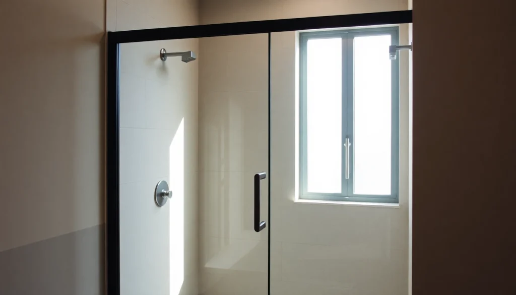 Enhance your bathroom with a modern black shower sliding door, showcasing sleek glass and stylish metal.