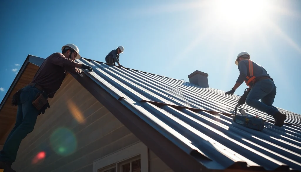 Installation of metal roofing by expert teams, showcasing quality craftsmanship in metal roofing companies.