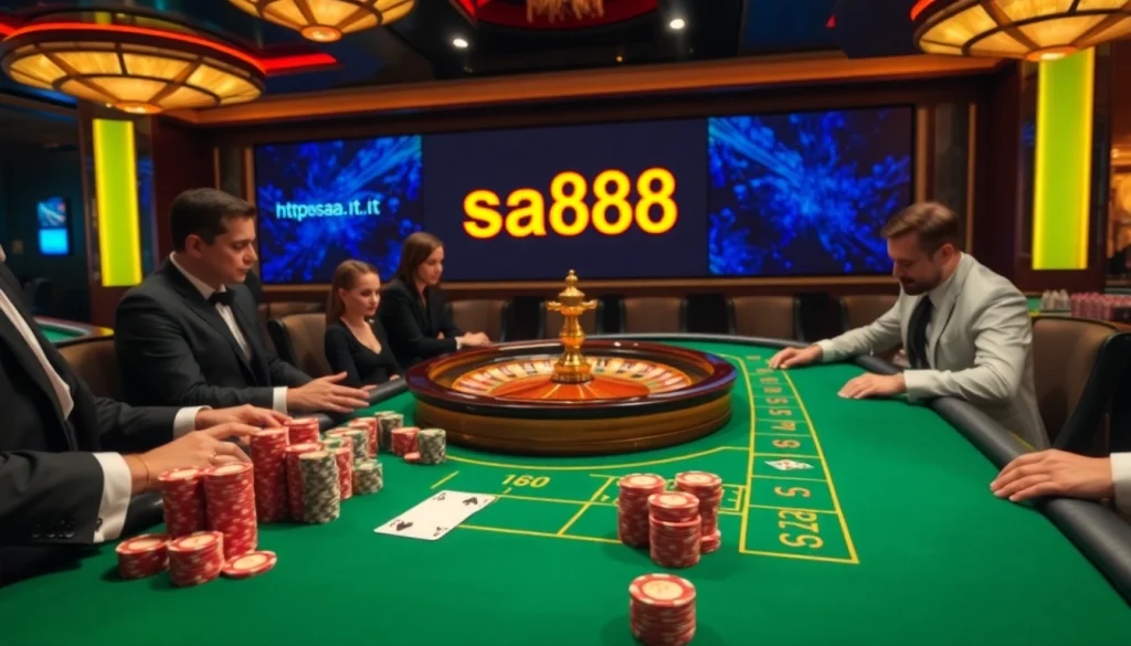 Experience the thrill of Baccarat at https://sa88.it.com/ with vibrant poker chips and dealers.