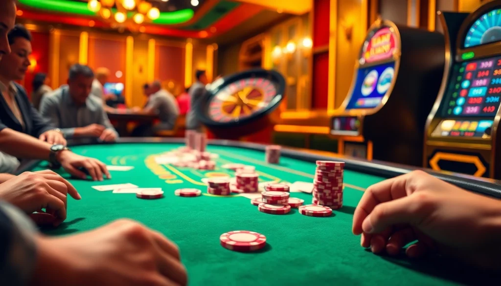 Experience the thrill of Link Haywin at this vibrant casino scene with poker chips, cards, and excitement.