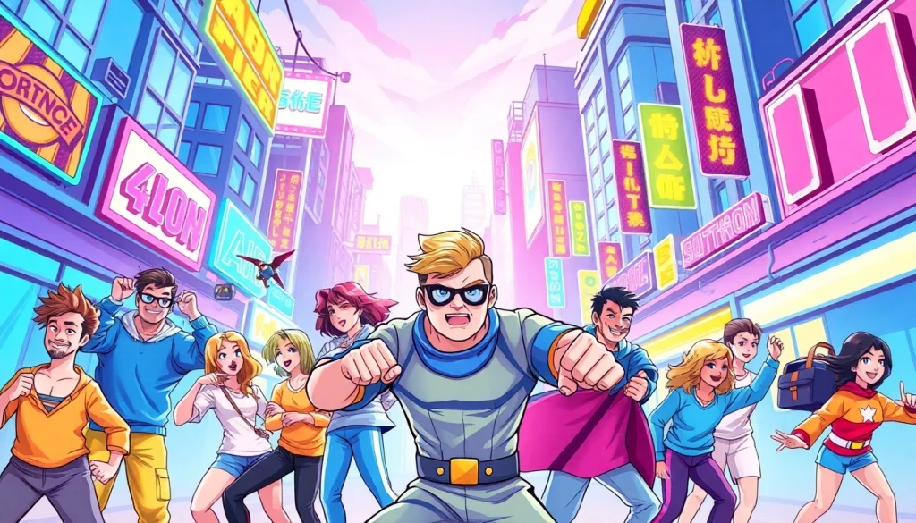 뉴토끼 웹툰 장면을 역동적으로 표현한 일러스트