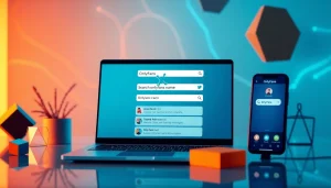 Search OnlyFans by name displayed on a modern user interface laptop with vibrant colors.