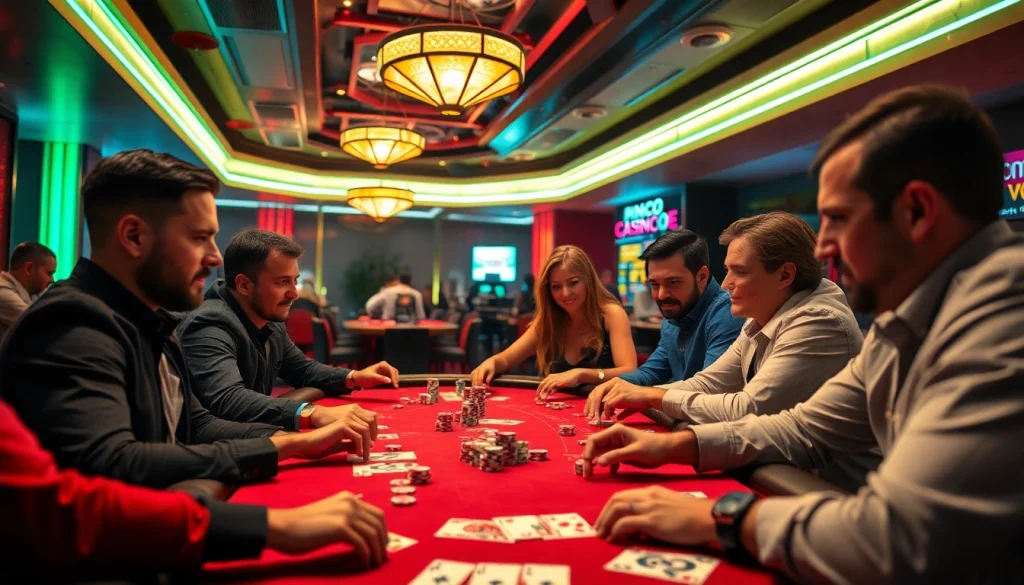 Pinco Casino canli oyunlar in an exciting gaming atmosphere with players engaged.