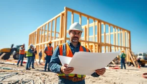 New Jersey General Contractor reviewing project plans on a busy construction site.
