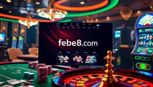 Experience thrilling gaming at https://febet8.com with vibrant casino visuals, including poker, roulette, and slot machines.