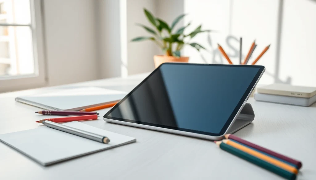 Descubre el iPad Mini 7 con herramientas creativas en un entorno luminoso y moderno.