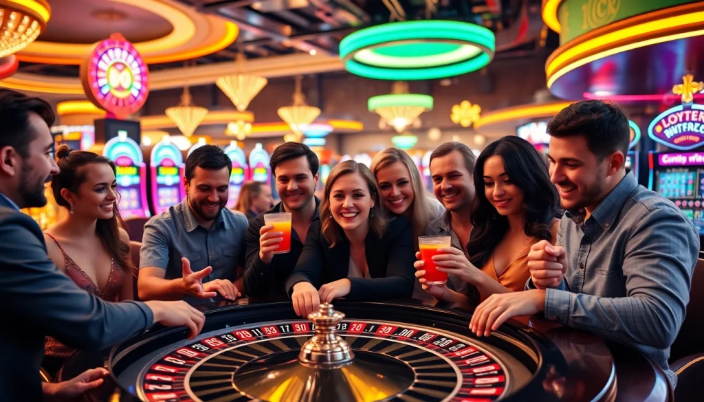 UFA169 ผู้เล่นสนุกสนานที่โต๊ะรูเล็ตในคาสิโนที่เต็มไปด้วยสีสัน