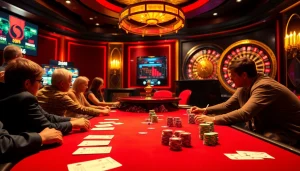 The exciting ambiance of a casino poker game showcasing the hidden wiki official theme with vibrant poker chips and cards.