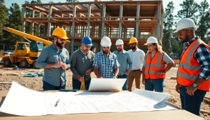Construction team in South Carolina collaborating on a building project.