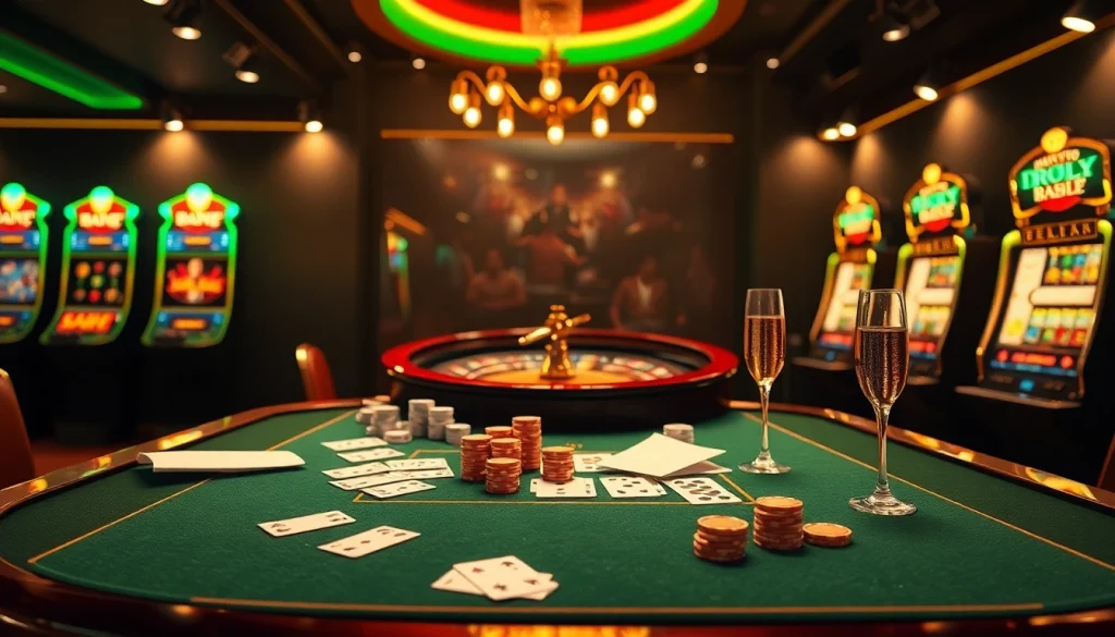 Nonton film indoxxi while enjoying a high-stakes casino scene with cards, chips, and a roulette wheel.