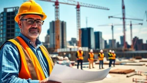 New Jersey Construction Manager leading a team at a vibrant construction site.