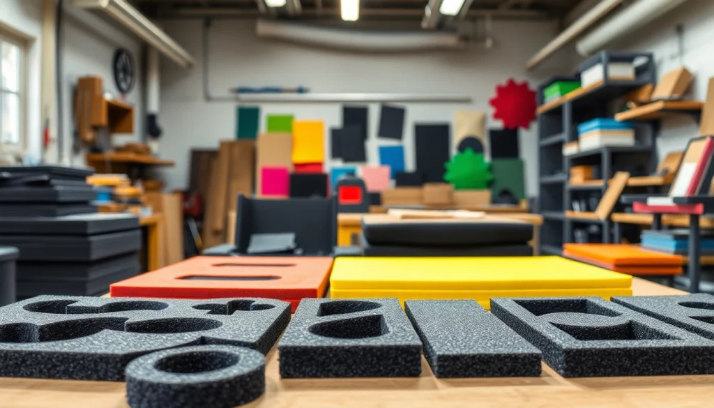 Custom Foam Inserts showcasing detailed cutouts in a bright workshop environment.