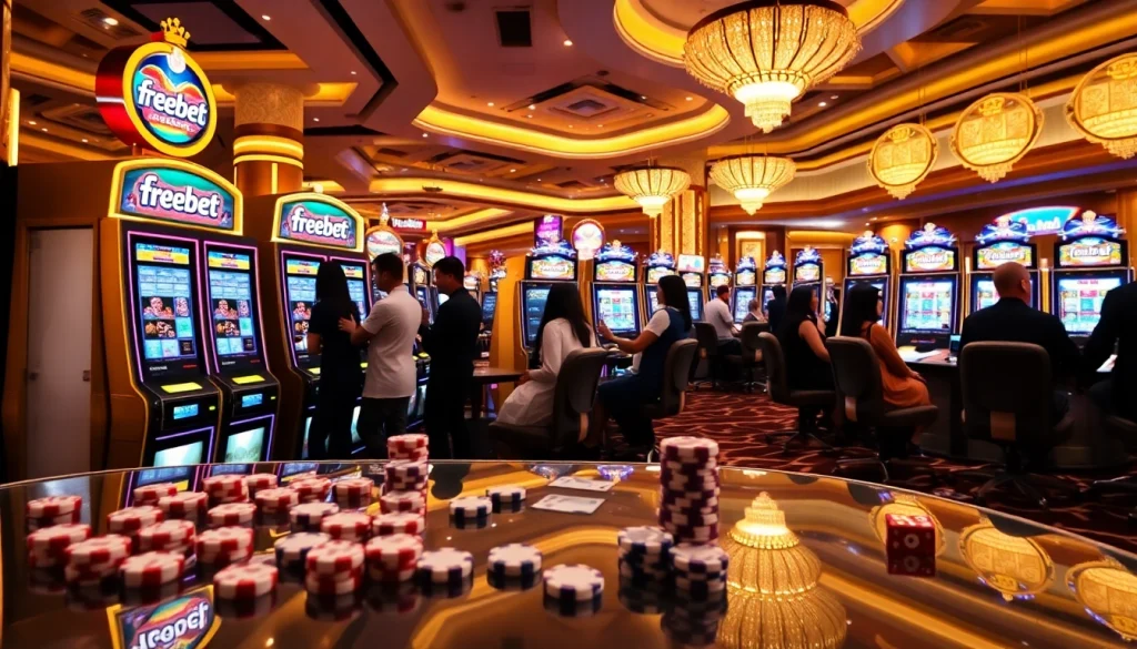 Experience the excitement of winning on freebet Naga169 at a luxurious casino slot area.