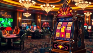 Para pemain menikmati putaran pada mesin slot situs di tengah suasana kasino yang meriah.