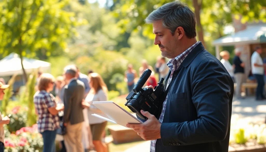 Engaging journalist reporting for https://southernmarylandchronicle.com in vibrant community setting.