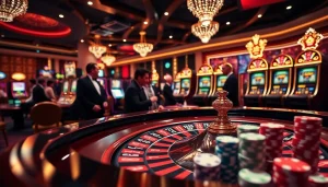 Experience the thrill at nhà cái luck8 with vibrant casino action, roulette, and poker chips.