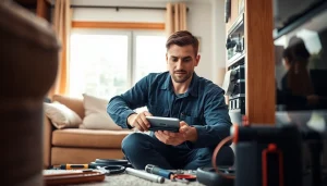 Expert providing heating repair north salem in a welcoming home environment, showcasing professional HVAC services.