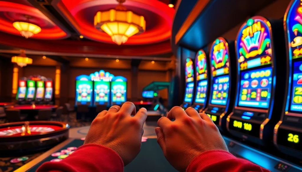 Rasakan pengalaman bermain slot pulsa yang seru pada mesin kasino yang berwarna-warni.