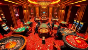 Experience high-stakes gaming at XX88 with dynamic casino tables and vibrant slot machines.