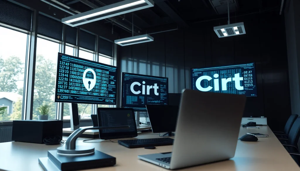 Enhance security with Cirt displayed on a computer screen in a modern cybersecurity office.