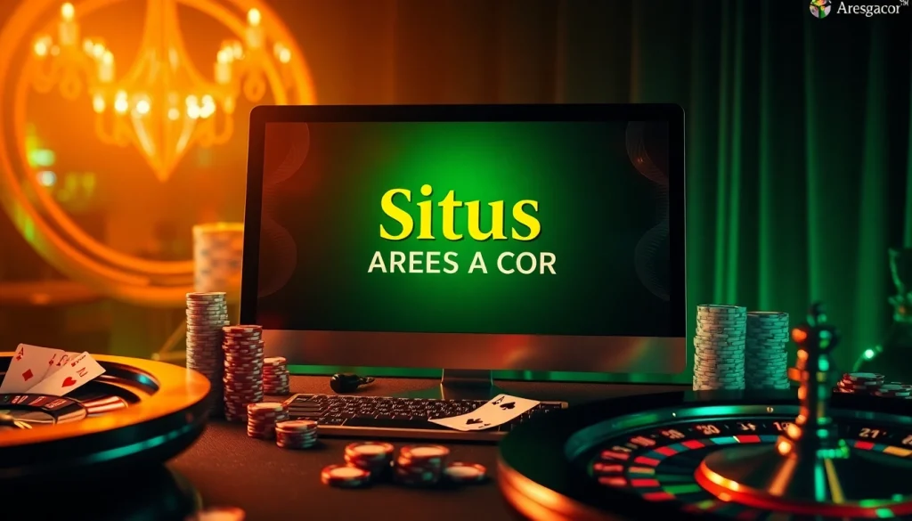 Players engaging in thrilling games at Situs Aresgacor, enjoying poker, roulette, and vibrant casino elements.